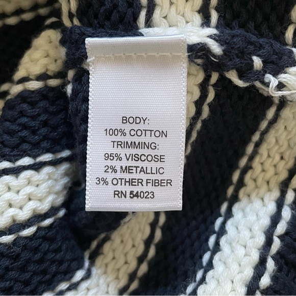 Banana Republic long sleeve striped crew neck knit sweater white black brown S - Picture 7 of 8